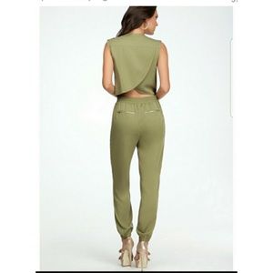 Bebe green back out jumpsuit